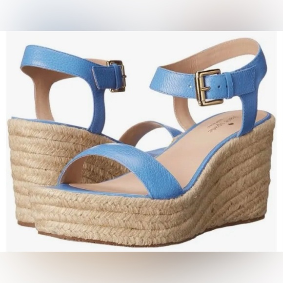 kate spade Shoes - Kate Spade Blue Platform Espadrille Wedge Sandals Size 9M